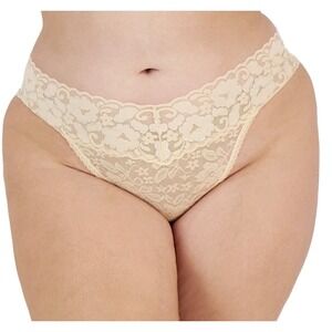 INC International Concepts Almond Latte Floral Lace Thong Panty 3X NWT